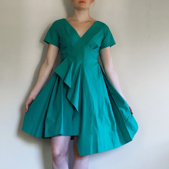 Maeve Green Pleated Dress - Picture 1 of 10